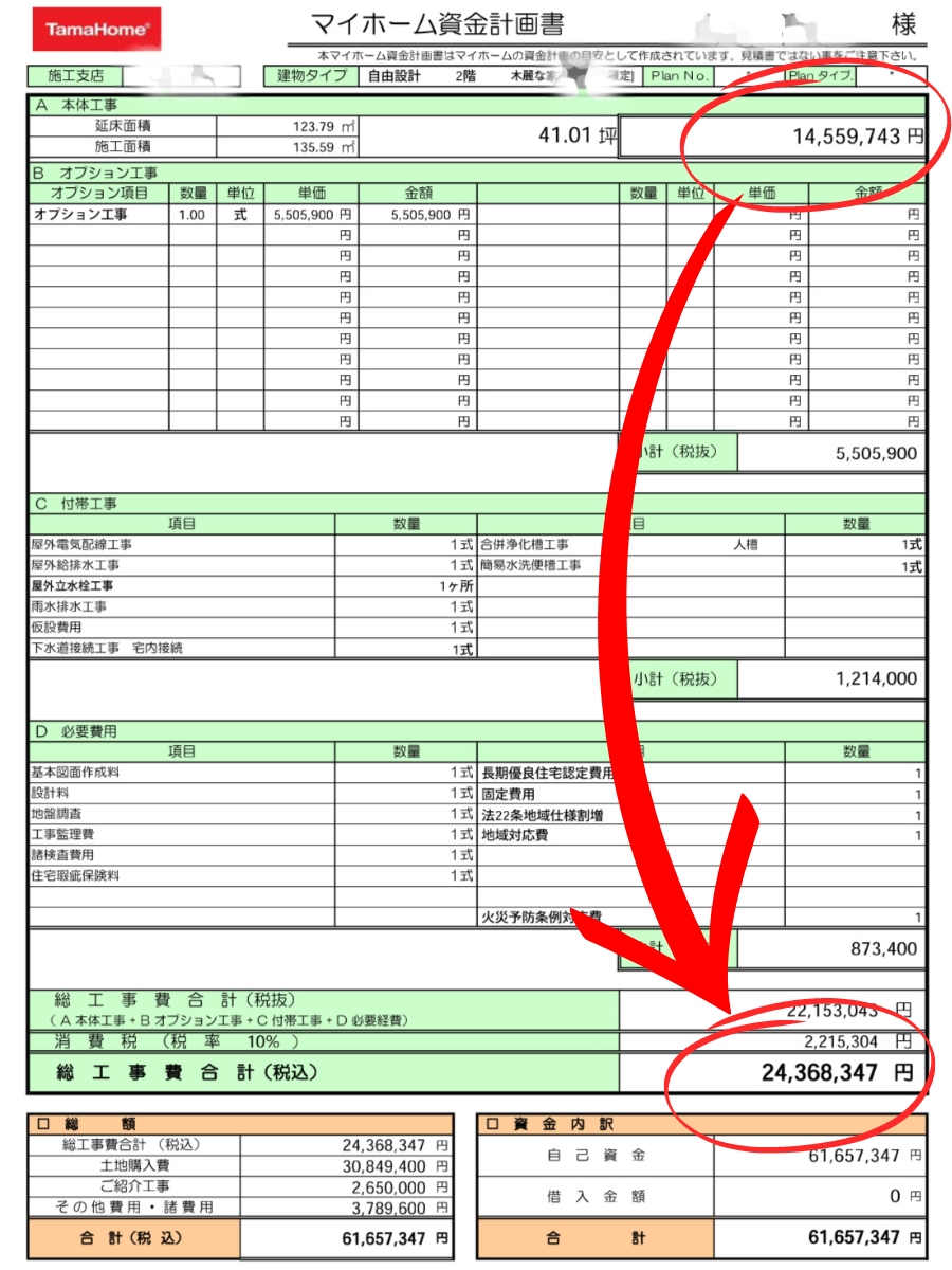 本体工事費に、オプション費用を追加された家の見積もり